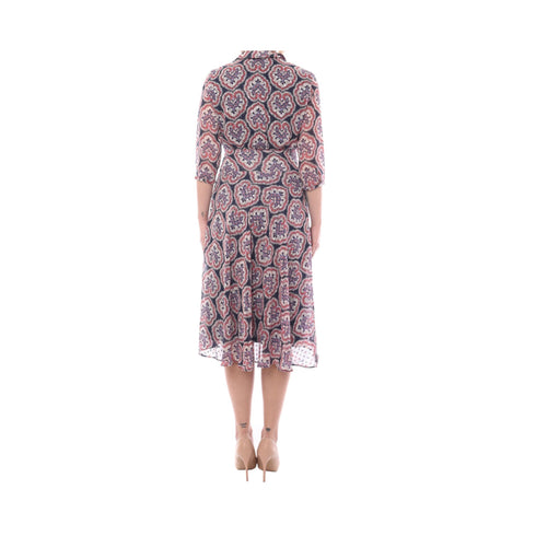 Abito Donna plumetis fantasia Blu rosso EMME MARELLA- Francavilla Moda